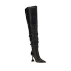 Amina Muaddi Black Calf Leather Bos Taurus Over The Knee - Eljoys Fashion 