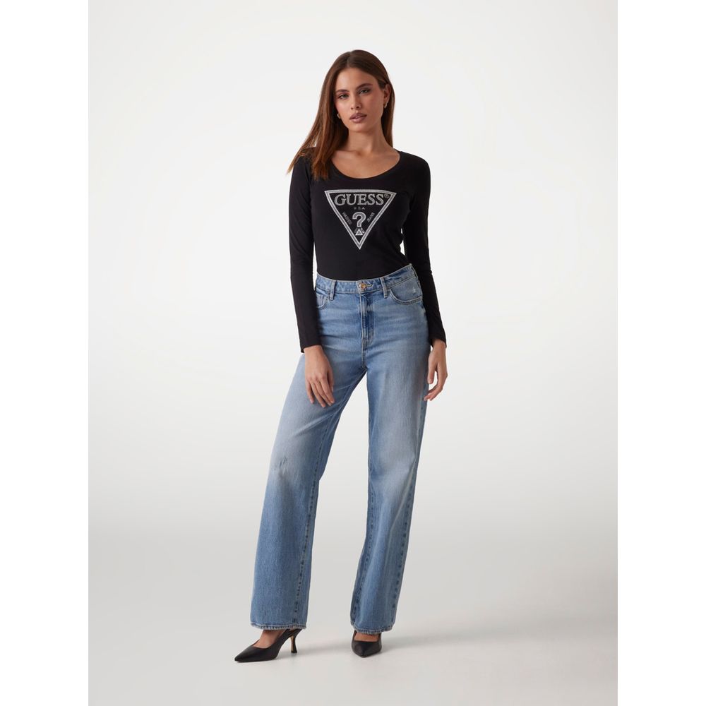 Guess Black Cotton Long Sleeve T-Shirt