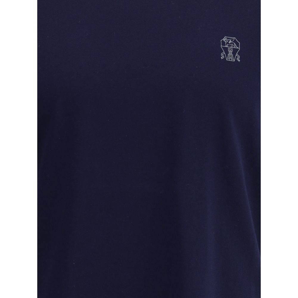 Brunello Cucinelli Blue Cotton T-Shirt - Eljoys Fashion 