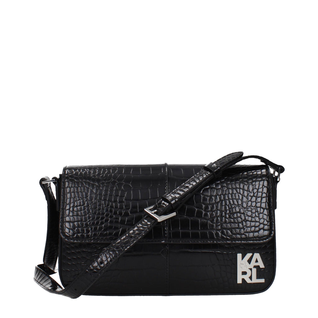 Karl Lagerfeld Black Polyethylene Shoulder Bag - Eljoys Fashion 
