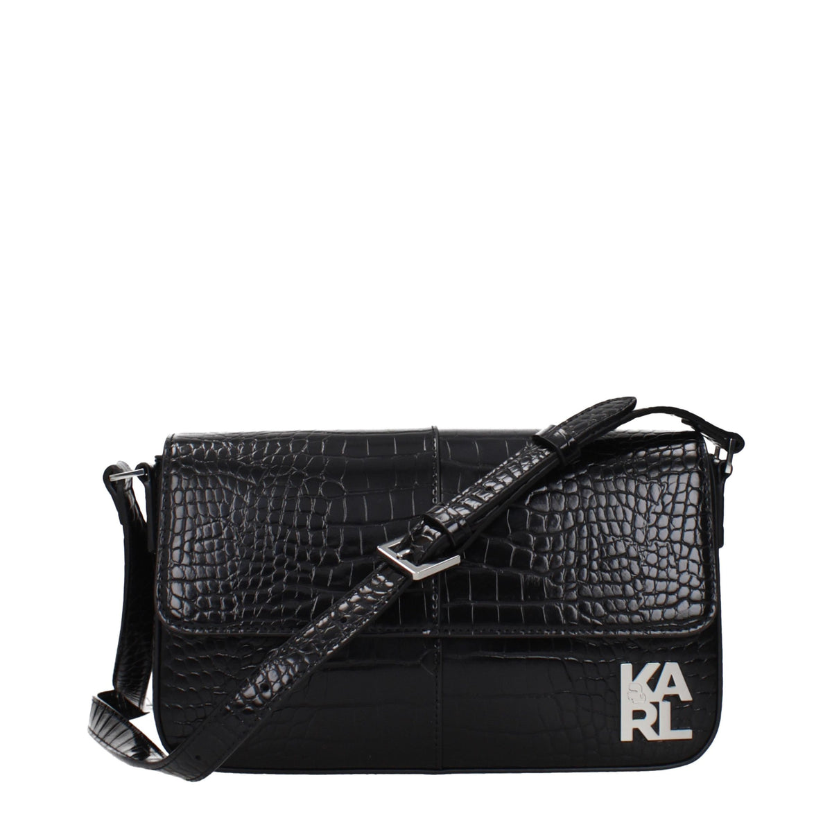 Karl Lagerfeld Black Polyethylene Shoulder Bag - Eljoys Fashion 