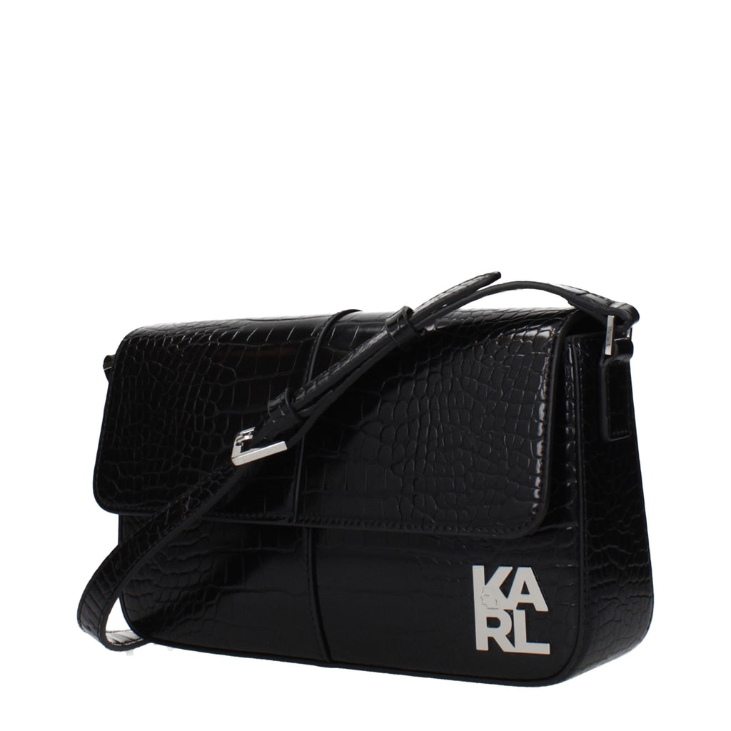 Karl Lagerfeld Black Polyethylene Shoulder Bag - Eljoys Fashion 