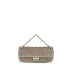 Valentino Garavani Gray Suede Leather Shoulder Bag