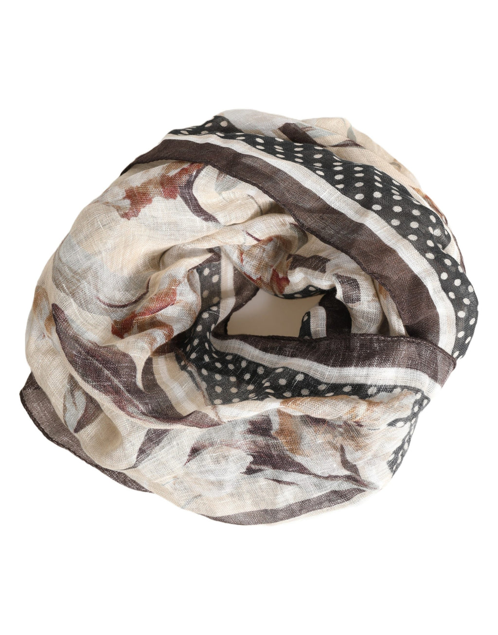 Dolce & Gabbana Men Beige Floral Linen Square Foulard Scarf - Eljoys Fashion 