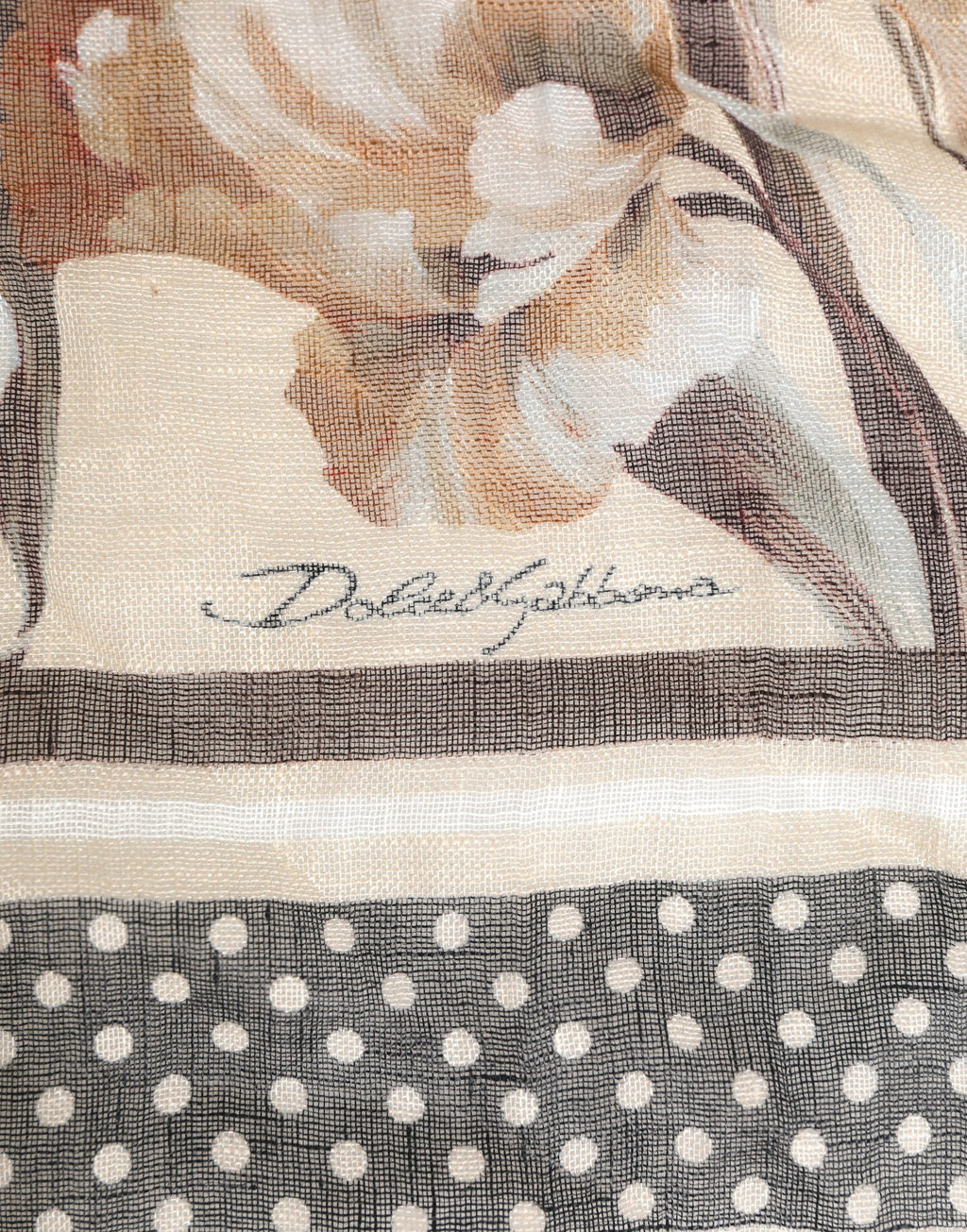 Dolce & Gabbana Men Beige Floral Linen Square Foulard Scarf - Eljoys Fashion 