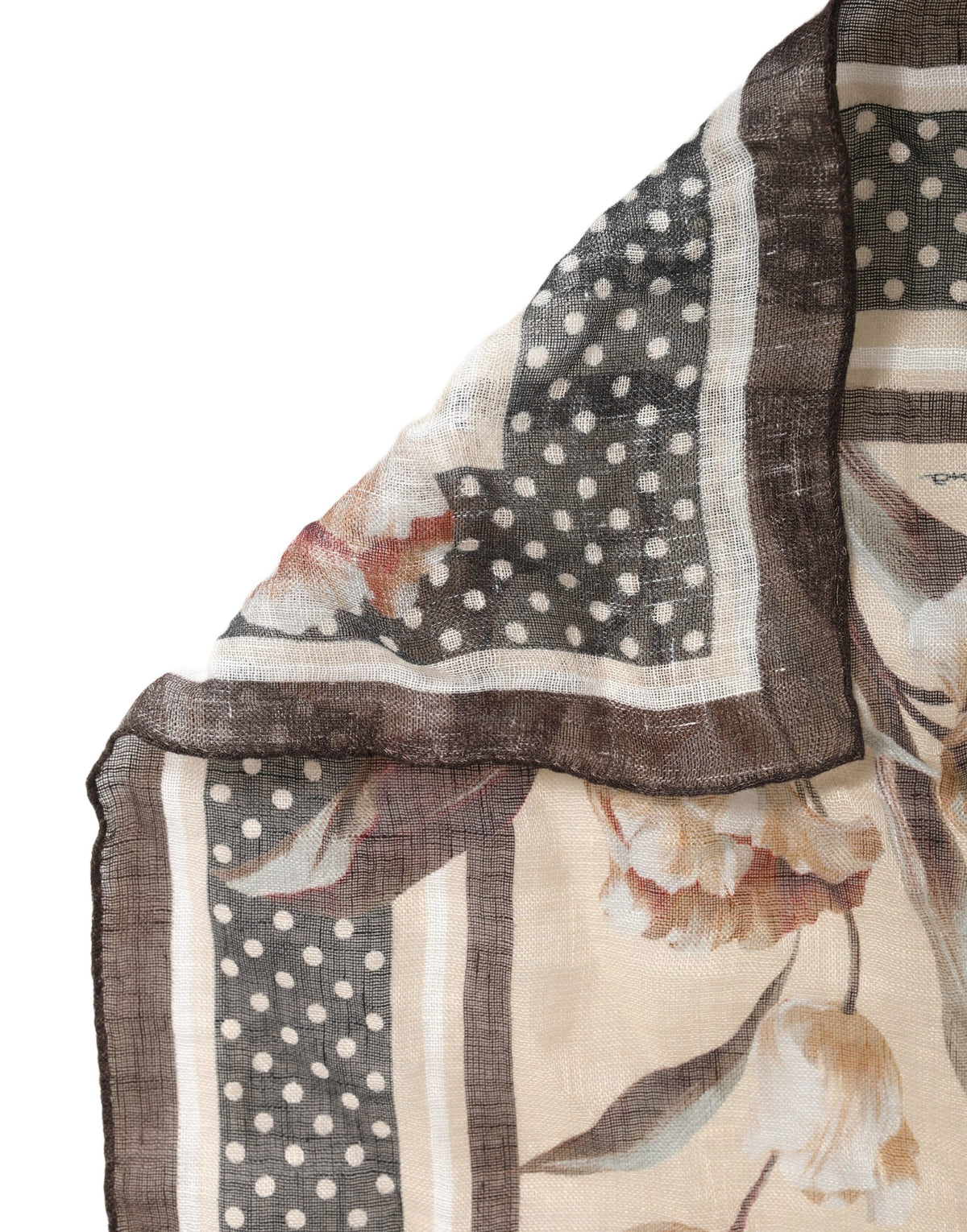 Dolce & Gabbana Men Beige Floral Linen Square Foulard Scarf - Eljoys Fashion 