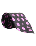 Dolce & Gabbana Men Dark Gray Polka Dot Silk Adjustable Necktie Tie - Eljoys Fashion 