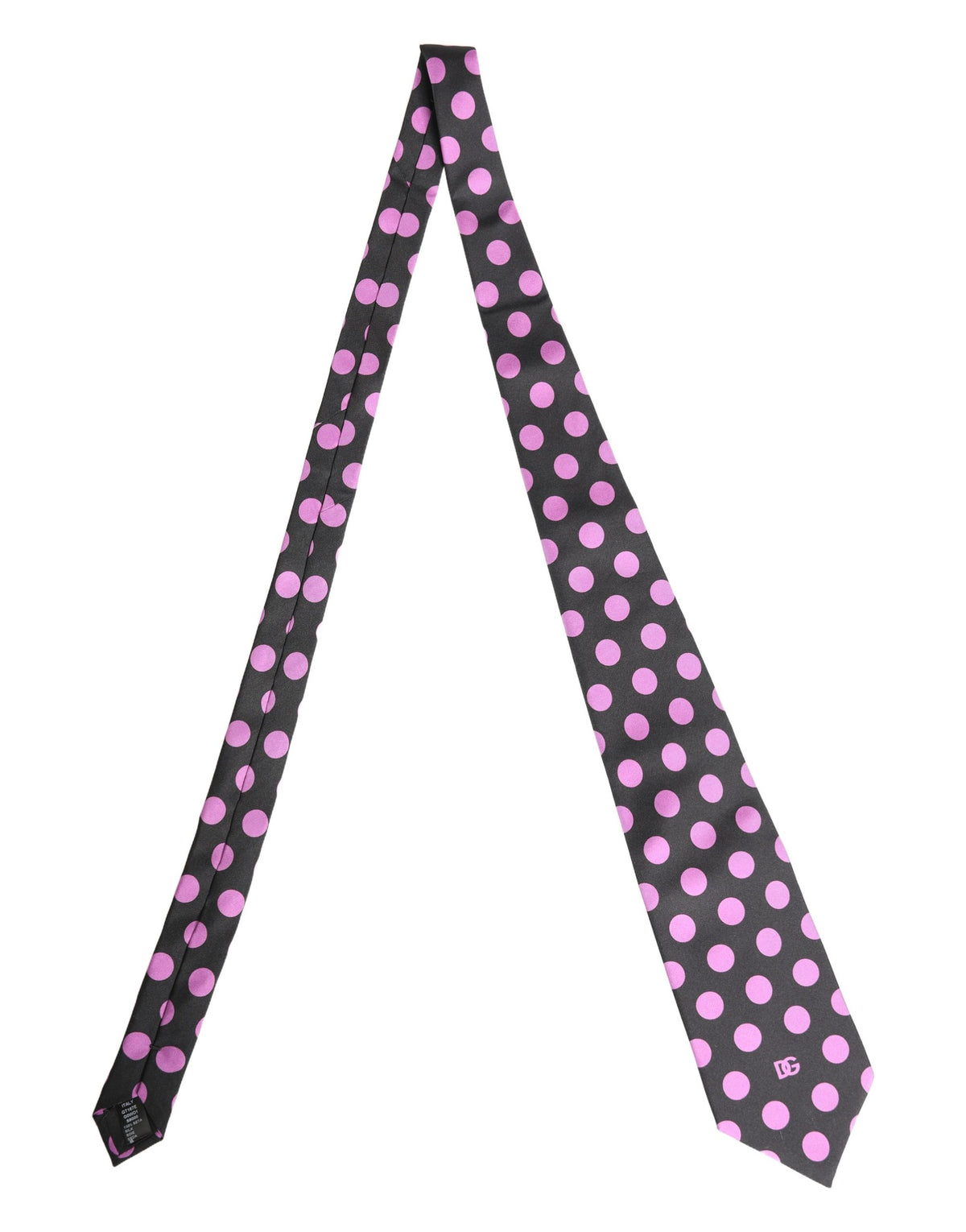 Dolce & Gabbana Men Dark Gray Polka Dot Silk Adjustable Necktie Tie - Eljoys Fashion 