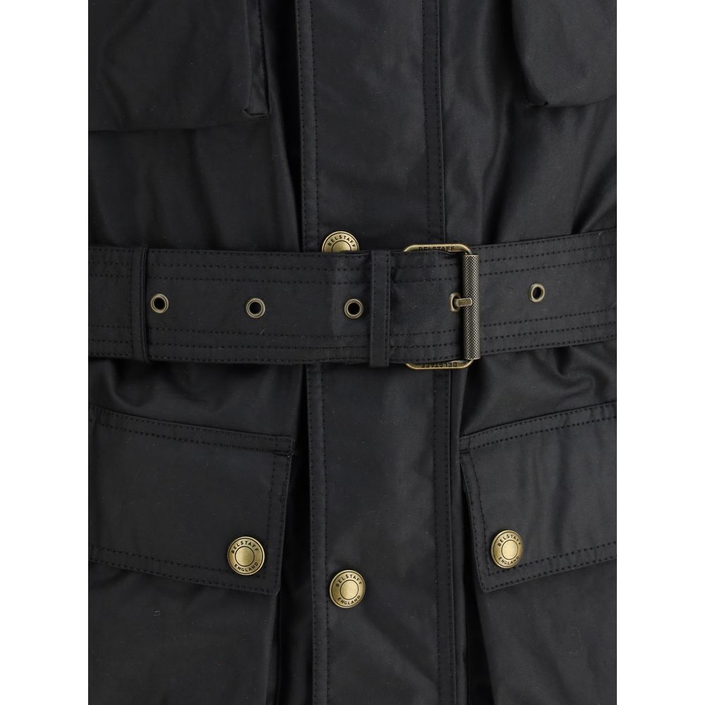 Belstaff Black Cotton Full-Length Jacket - Eljoys Fashion 