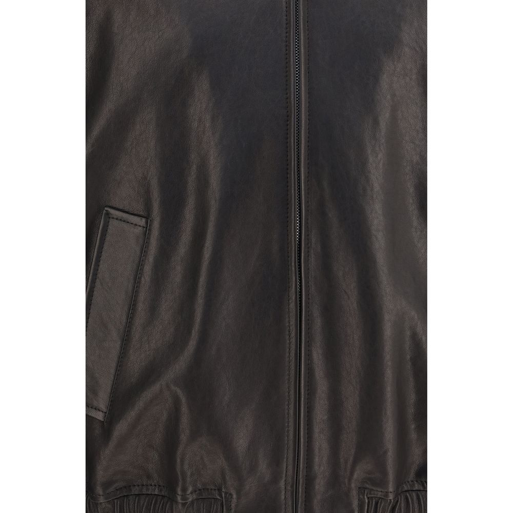 Valentino Garavani Black Lamb Ovis Aries Leather Jacket - Eljoys Fashion 