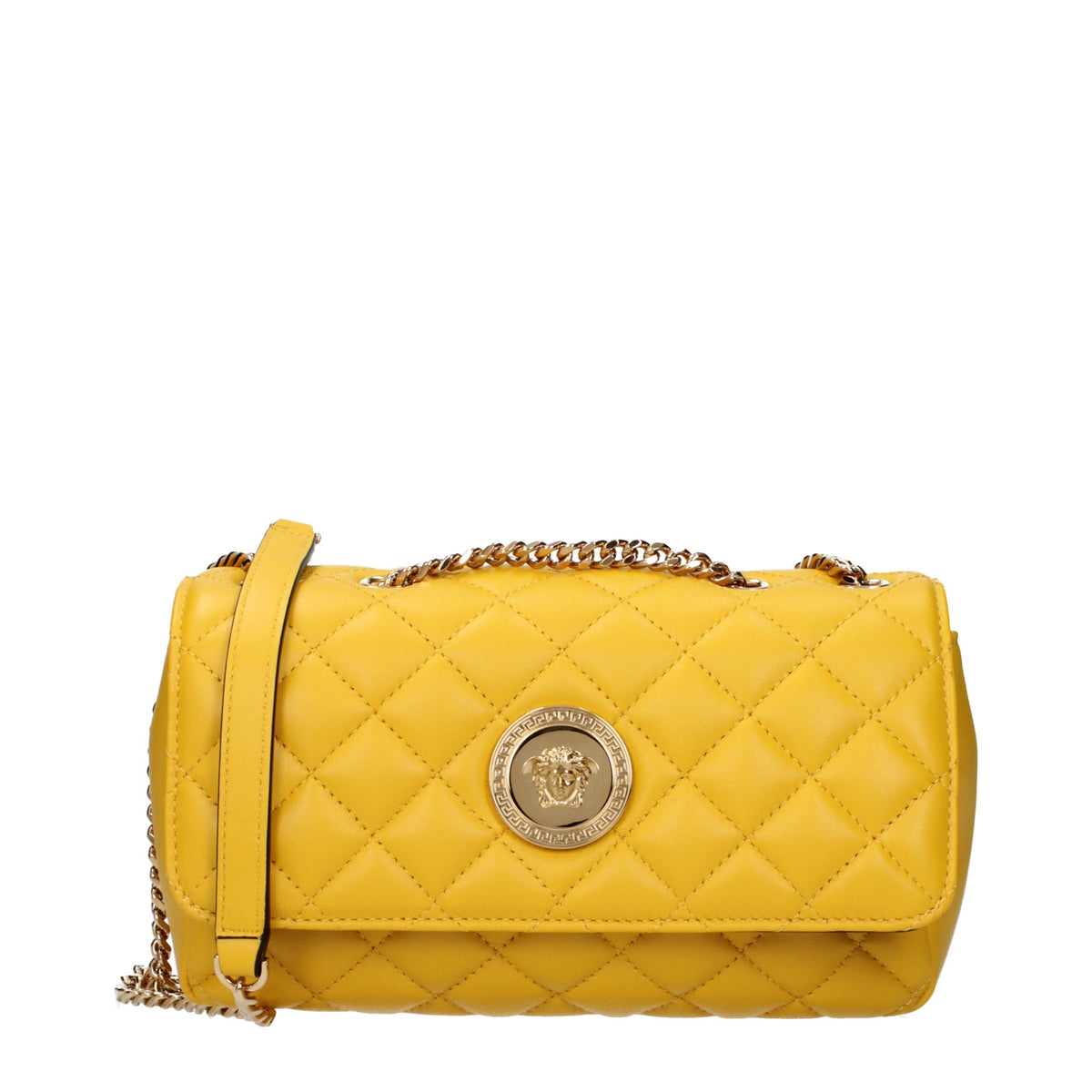 Versace Yellow Leather Shoulder Bag - Eljoys Fashion 