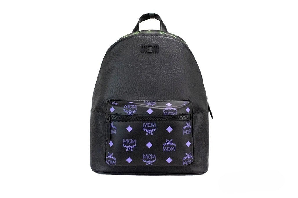 MCM Color Splash Visetos Green Purple Medium Mixed Leather Backpack Bookbag - Eljoys Fashion 