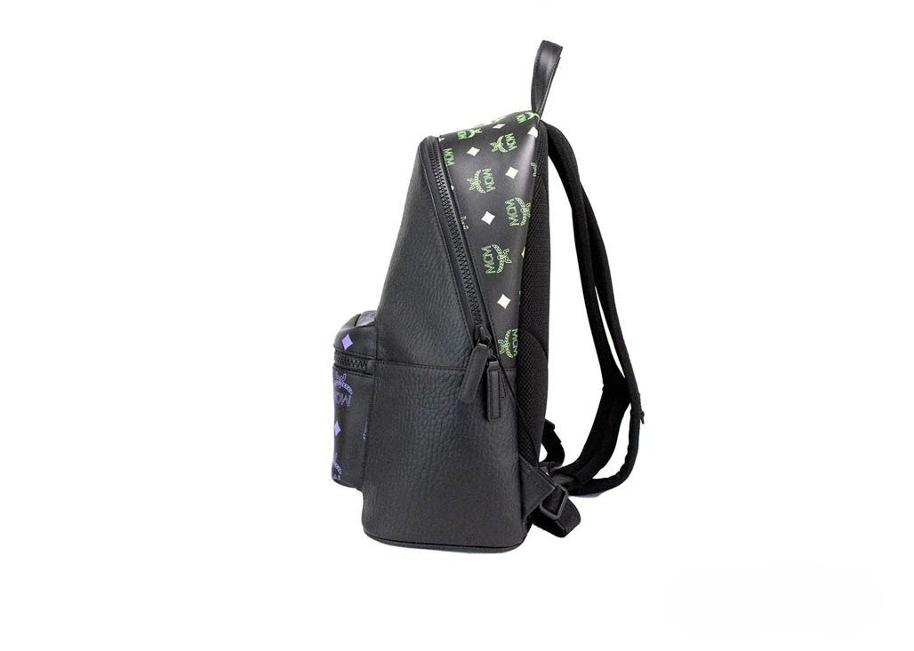 MCM Color Splash Visetos Green Purple Medium Mixed Leather Backpack Bookbag - Eljoys Fashion 