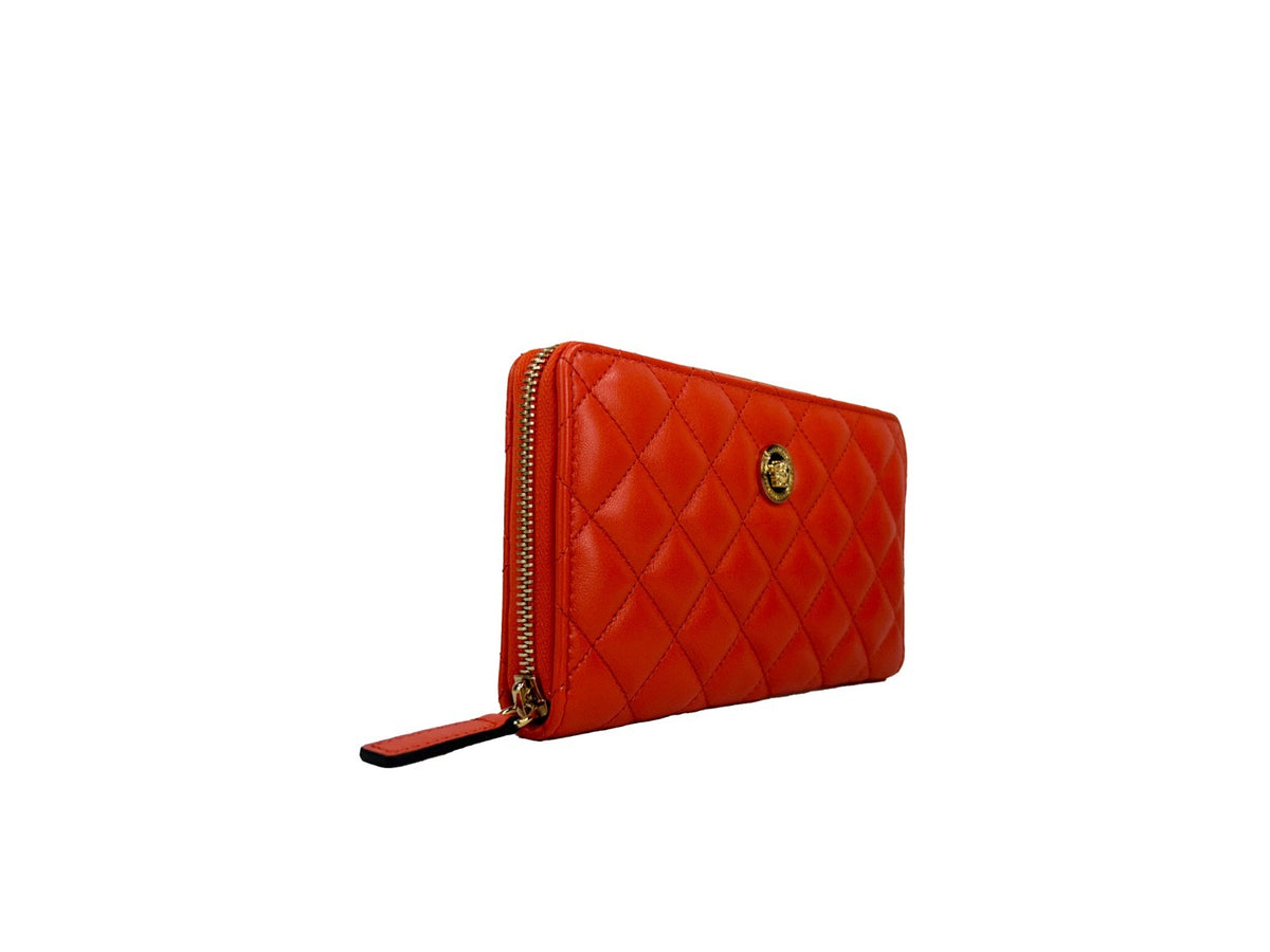 Versace Quilted Leather Continental Clutch Zip Wallet - Eljoys Fashion 