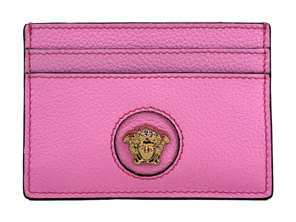 Versace Mini Medusa Pink Grainy Leather Slim Card Case Wallet - Eljoys Fashion 