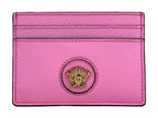 Versace Mini Medusa Pink Grainy Leather Slim Card Case Wallet - Eljoys Fashion 