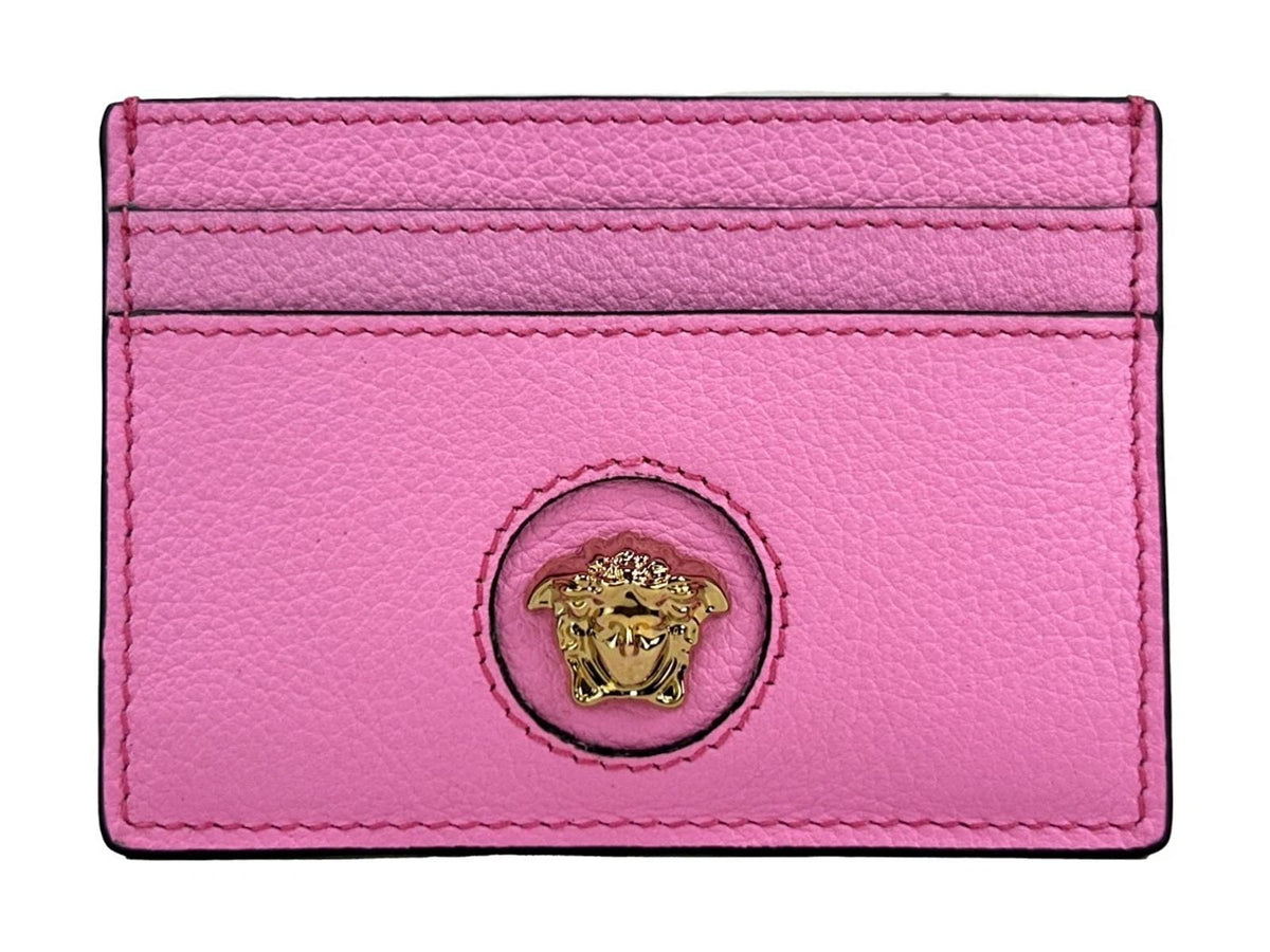 Versace Mini Medusa Pink Grainy Leather Slim Card Case Wallet - Eljoys Fashion 