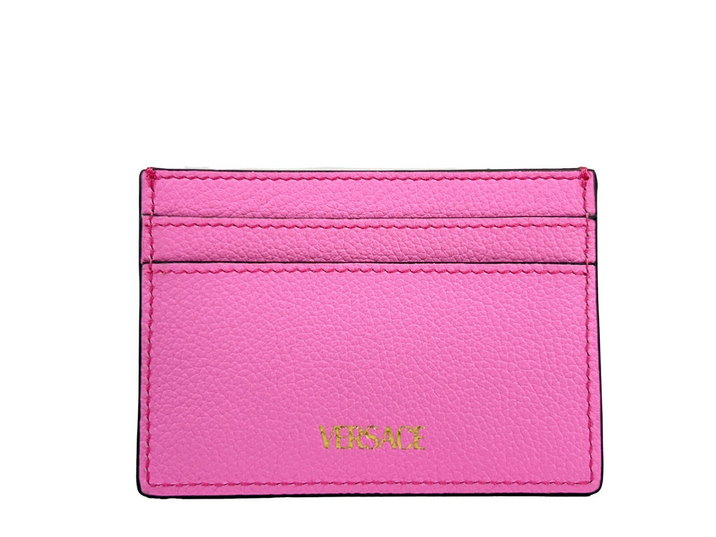 Versace Mini Medusa Pink Grainy Leather Slim Card Case Wallet - Eljoys Fashion 
