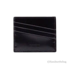 Salvatore Ferragamo Slim Black Embossed Patent Leather Card Case Wallet - Eljoys Fashion 