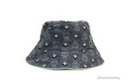 MCM Visetos Dark Grey Recycled Polyamide Cotton Blend Monogram Logo Bucket Hat - Eljoys Fashion 