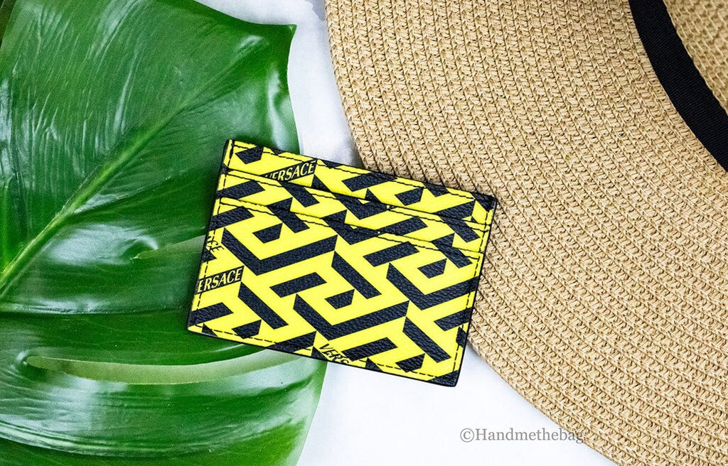 Versace La Greca Pineapple Multicolor Signature Coated Canvas Card Case Wallet - Eljoys Fashion 