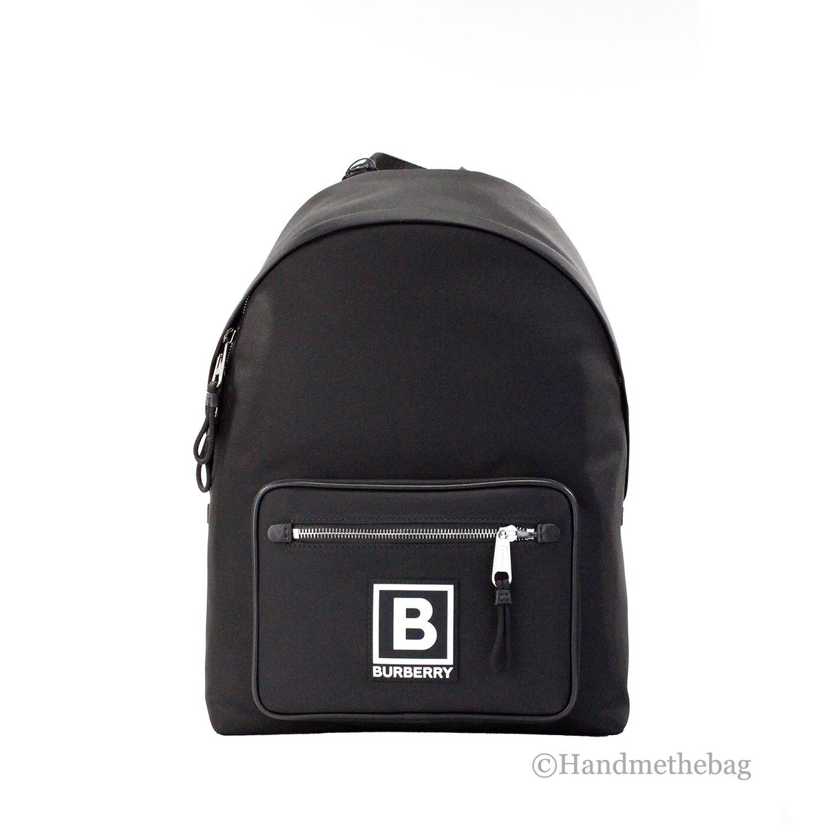 Burberry Abbeydale Branded Stamp Black Nylon Backpack Shoulder Bookbag - Eljoys Fashion 