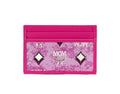 MCM Veritas Vintage Pink Denim Fabric Monogrammed Card Case Wallet - Eljoys Fashion 