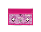 MCM Veritas Vintage Pink Denim Fabric Monogrammed Card Case Wallet - Eljoys Fashion 