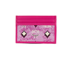MCM Veritas Vintage Pink Denim Fabric Monogrammed Card Case Wallet - Eljoys Fashion 
