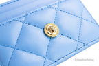 Versace Mini Medusa DV Blue Quilted Smooth Nappa Leather Card Case Wallet - Eljoys Fashion 