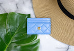 Versace Mini Medusa DV Blue Quilted Smooth Nappa Leather Card Case Wallet - Eljoys Fashion 