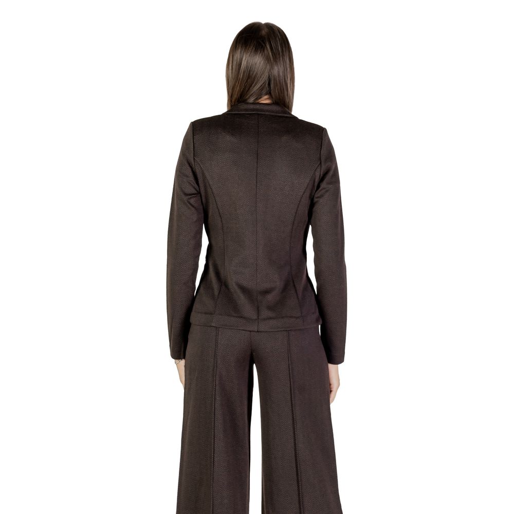 ICHI Brown Polyester Blazer - Eljoys Fashion 