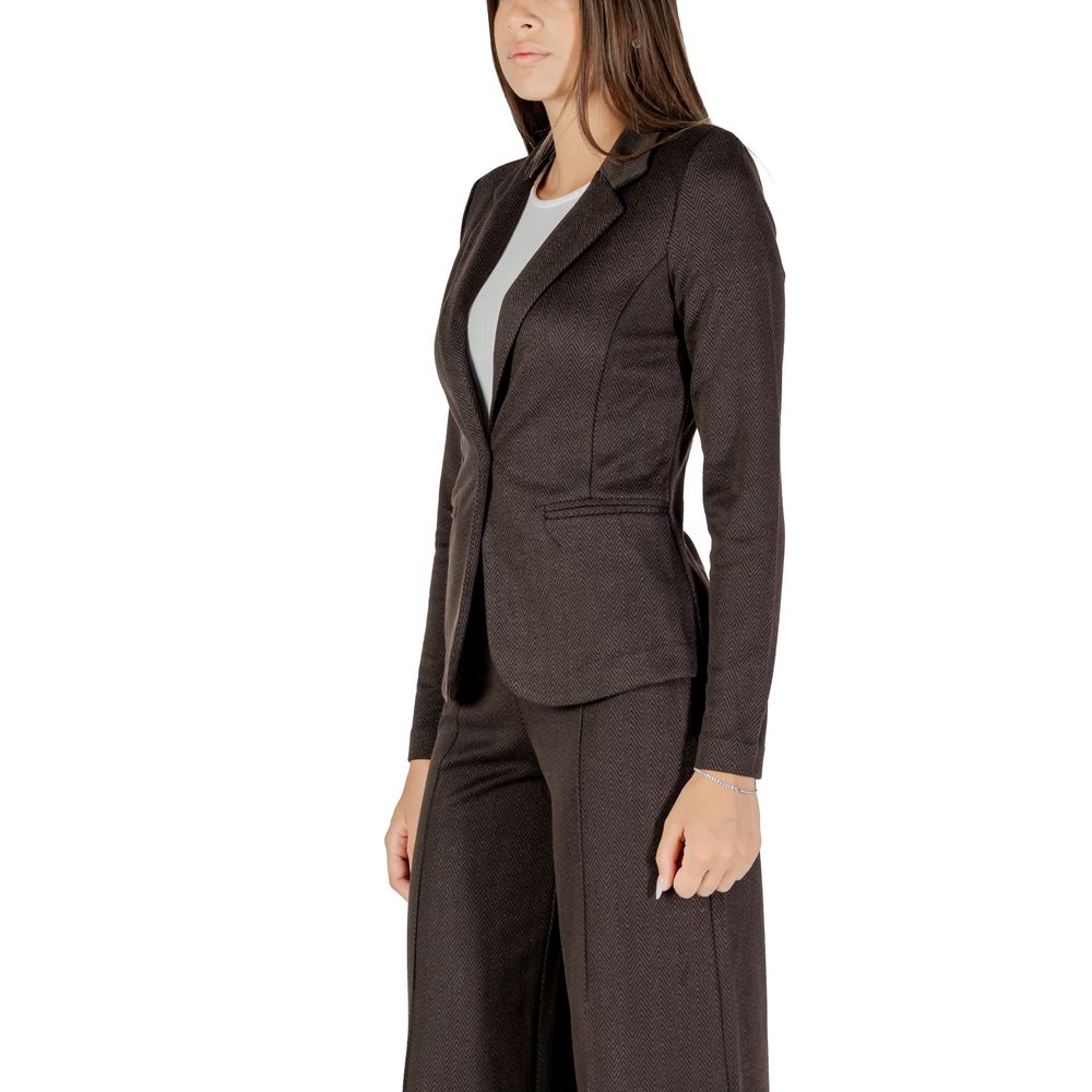 ICHI Brown Polyester Blazer - Eljoys Fashion 