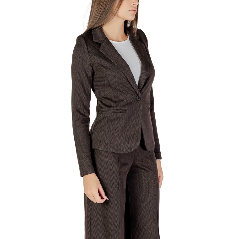 ICHI Brown Polyester Blazer - Eljoys Fashion 