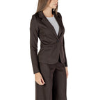 ICHI Brown Polyester Blazer - Eljoys Fashion 