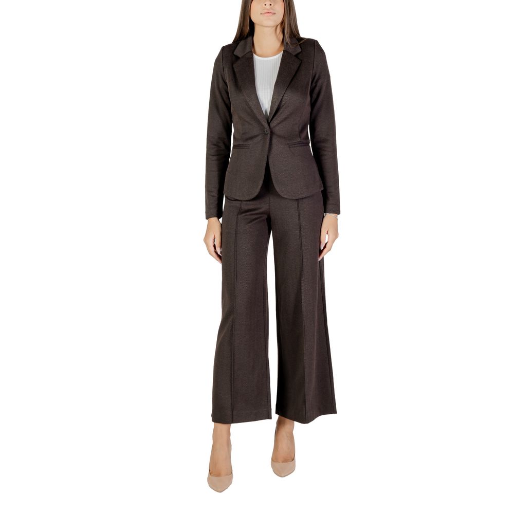 ICHI Brown Polyester Blazer - Eljoys Fashion 