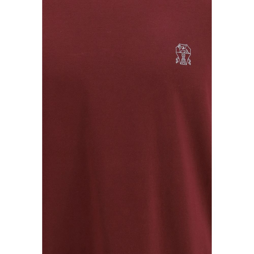 Brunello Cucinelli Bordeaux Cotton T-Shirt - Eljoys Fashion 