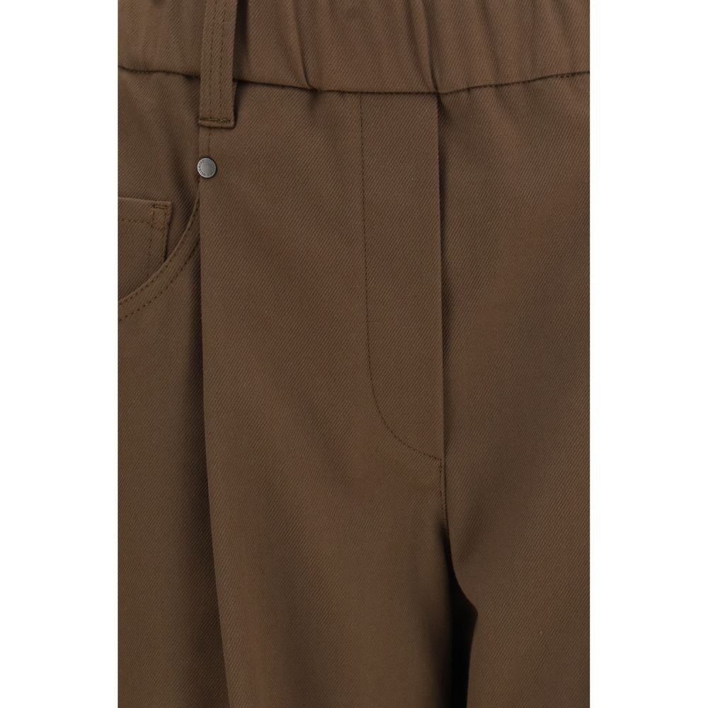 Brunello Cucinelli Brown Cotton Casual Pants - Eljoys Fashion 