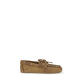 Miu Miu Beige Calf Leather Bos Taurus Slip-On Loafers - Eljoys Fashion 