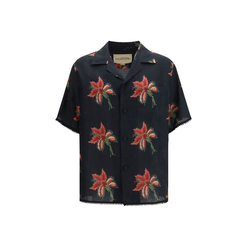 Valentino Garavani Black Linen Pattern Shirt - Eljoys Fashion 