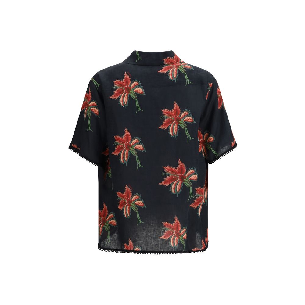 Valentino Garavani Black Linen Pattern Shirt - Eljoys Fashion 