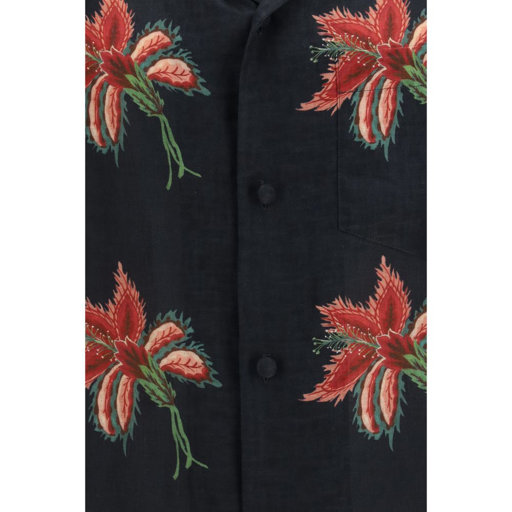 Valentino Garavani Black Linen Pattern Shirt - Eljoys Fashion 