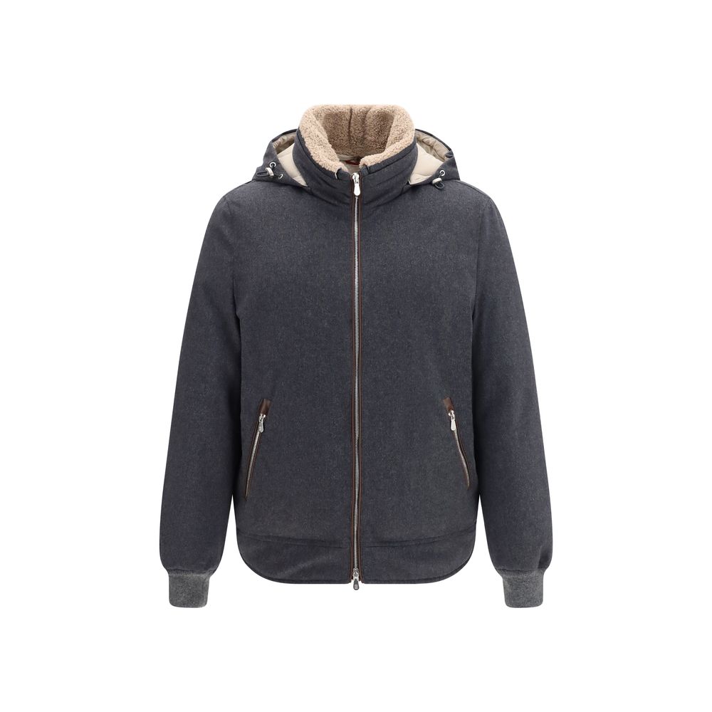 Brunello Cucinelli Gray Wool Oves Aries Shell Jacket - Eljoys Fashion 