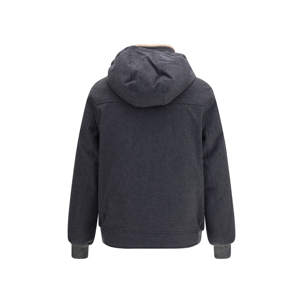 Brunello Cucinelli Gray Wool Oves Aries Shell Jacket - Eljoys Fashion 