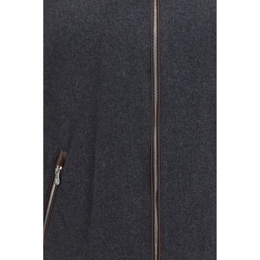 Brunello Cucinelli Gray Wool Oves Aries Shell Jacket - Eljoys Fashion 