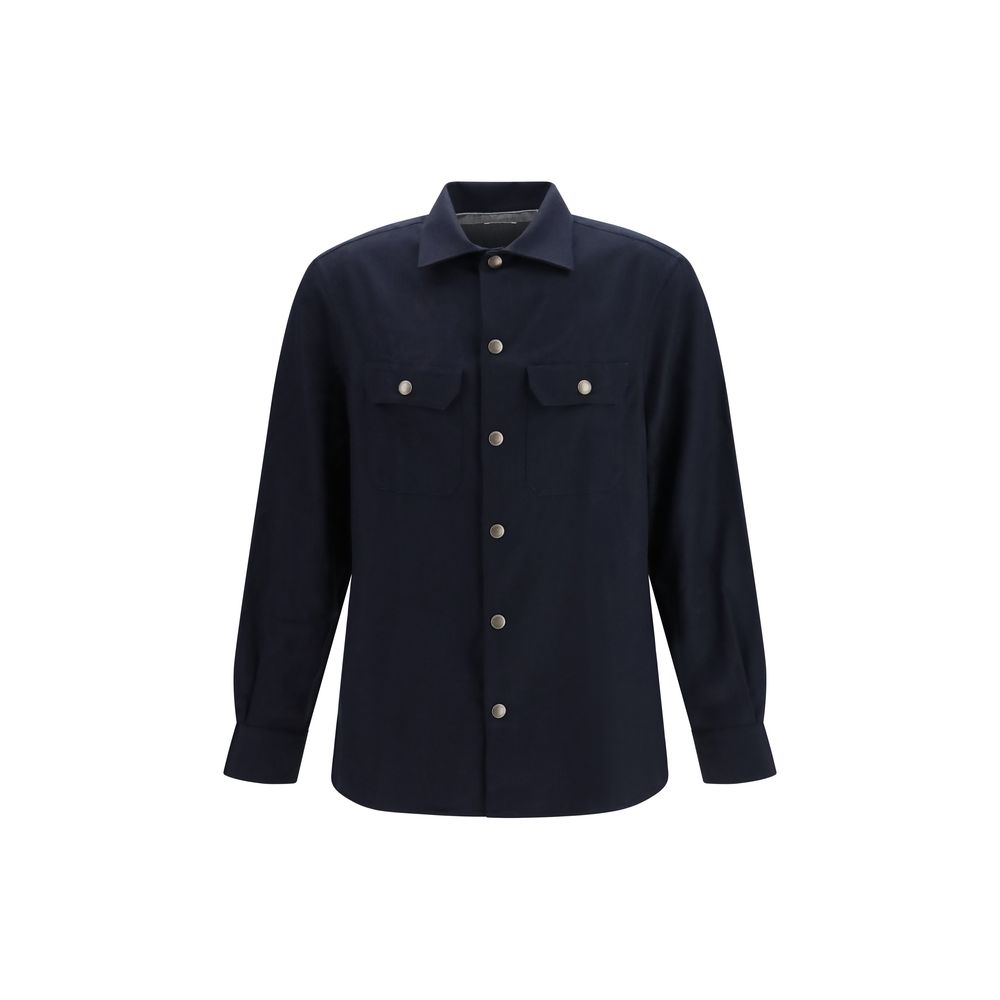 Brunello Cucinelli Blue Wool Oves Aries Shirt - Eljoys Fashion 