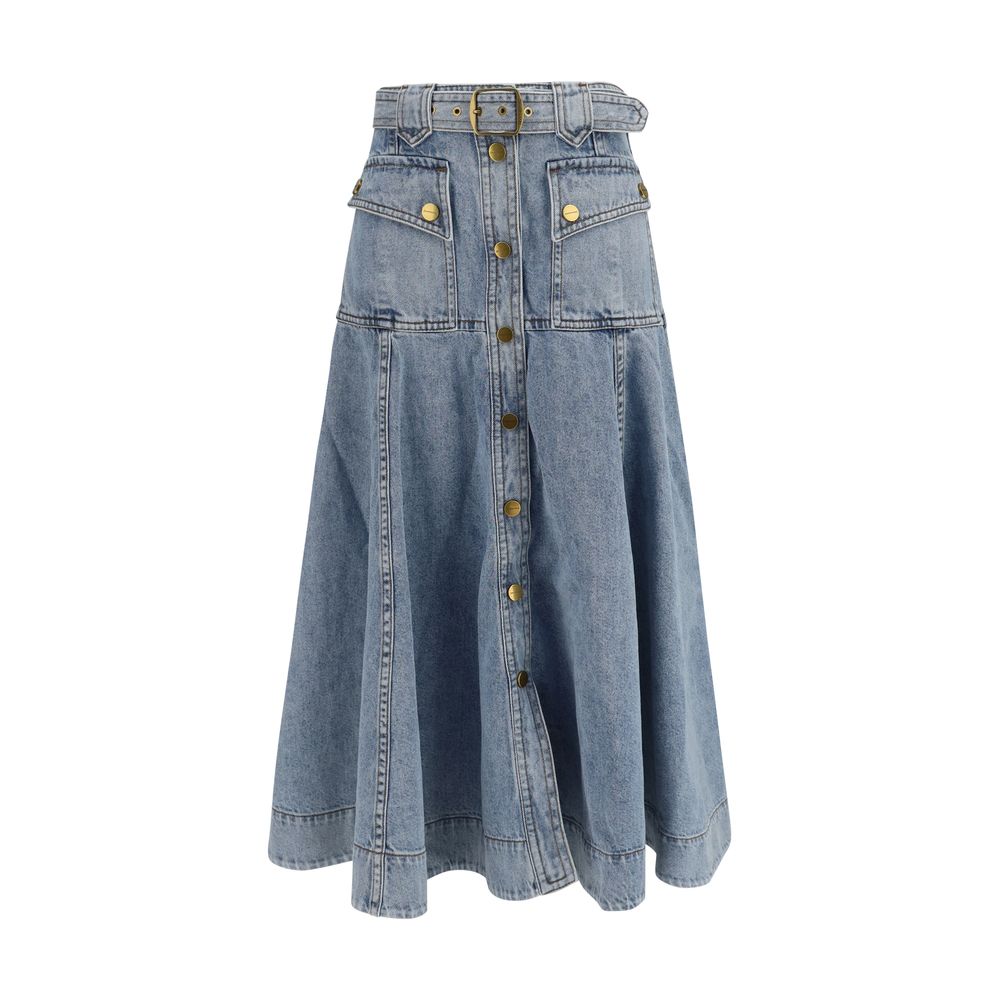 Zimmermann Blue Cotton Midi Skirt - Eljoys Fashion 