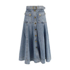 Zimmermann Blue Cotton Midi Skirt - Eljoys Fashion 