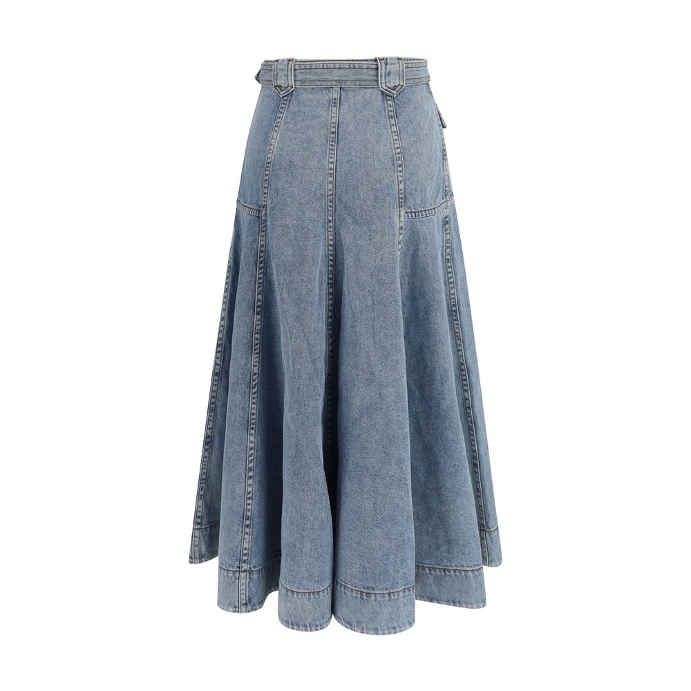 Zimmermann Blue Cotton Midi Skirt - Eljoys Fashion 