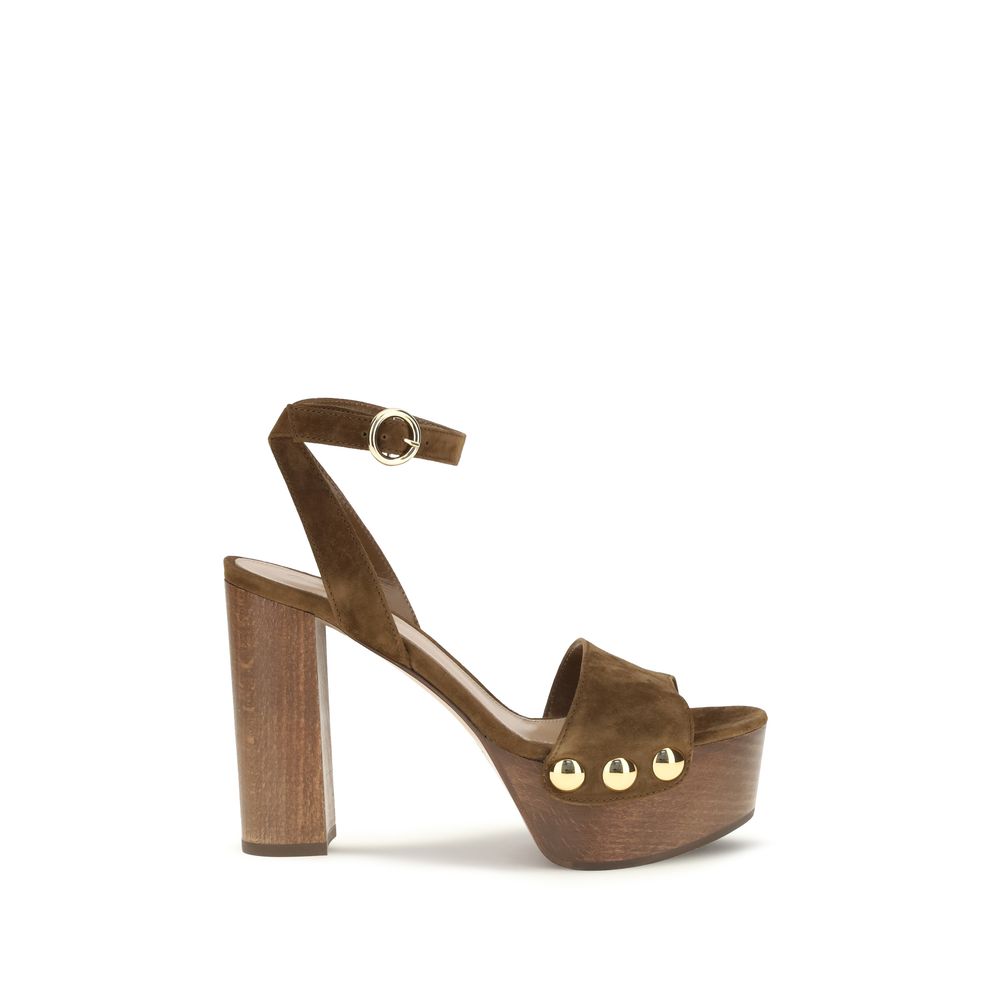 Gianvito Rossi Brown Suede Leather Platform Sandals - Eljoys Fashion 